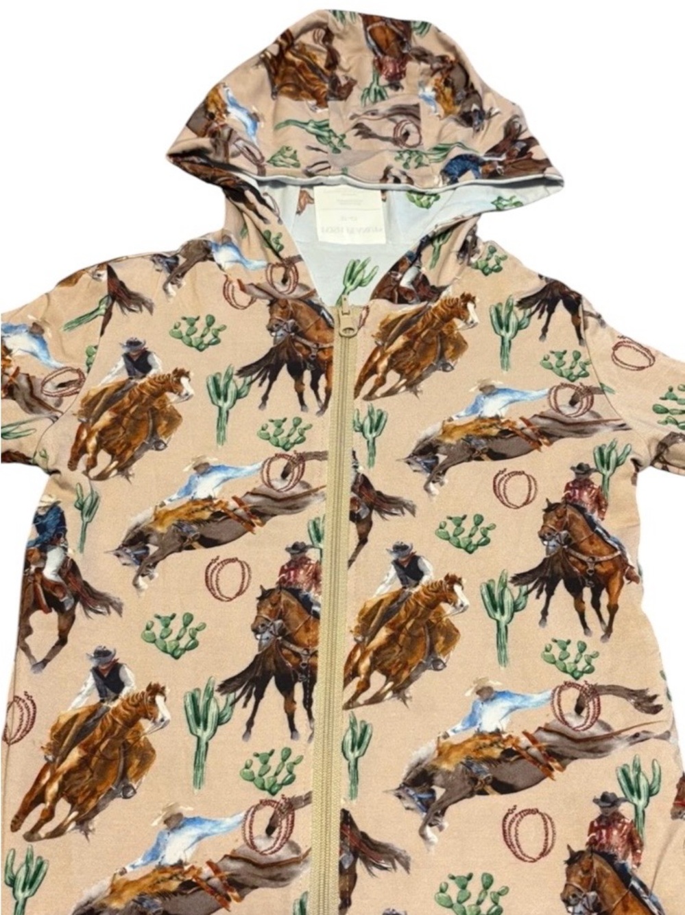 Posh peanut-Clint-REVERSiBLE-Cowboy/cactus print BAMBOO hooded zip up jacket 3/4